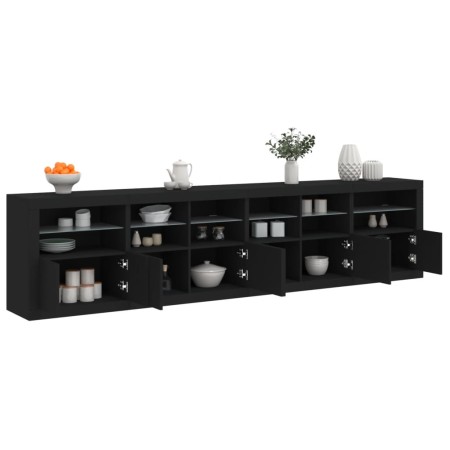 vidaXL Sideboard mit LED-Leuchten Schwarz 283x37x67 cm