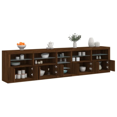 vidaXL Sideboard mit LED-Leuchten Braun Eichen-Optik 283x37x67 cm