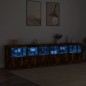 vidaXL Sideboard mit LED-Leuchten Räuchereiche 283x37x67 cm vidaXL Sideboard mit LED-Leuchten Räuchereiche 283x37x67 cm