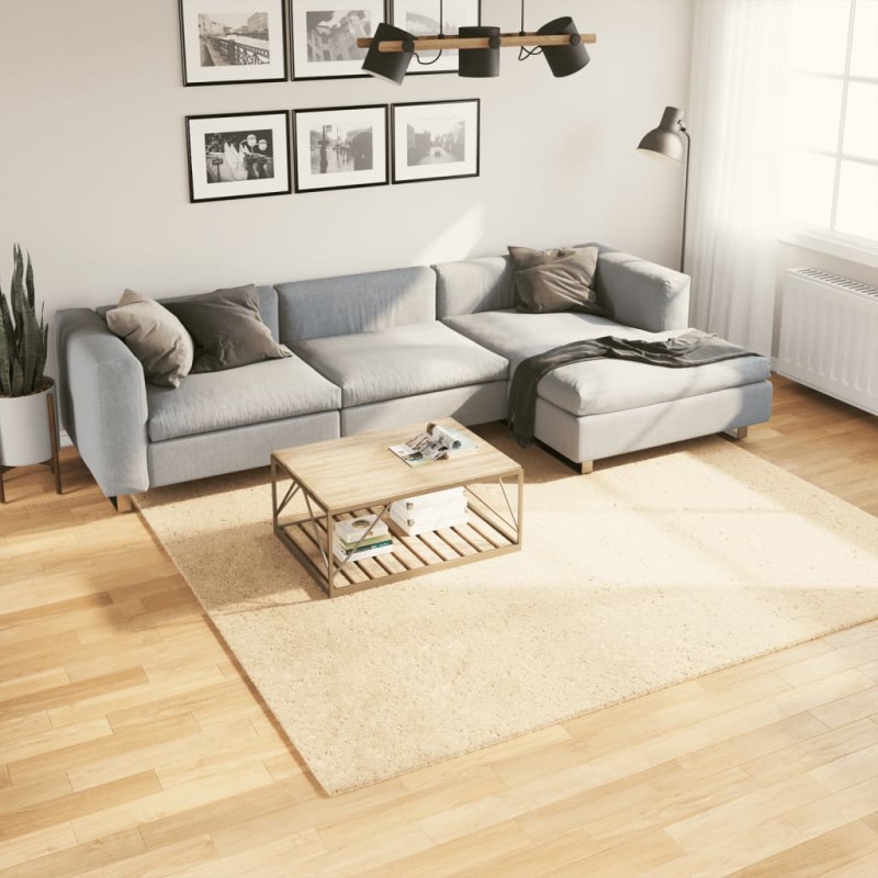 vidaXL Teppich HUARTE Kurzflor Weich und Waschbar Creme 240x240 cm vidaXL Teppich HUARTE Kurzflor Weich und Waschbar Creme 240x240 cm