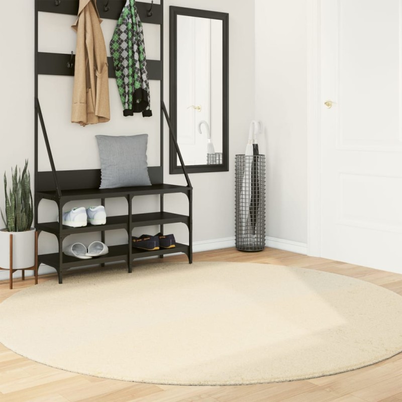 vidaXL Teppich HUARTE Kurzflor Weich und Waschbar Creme Ø 200 cm vidaXL Teppich HUARTE Kurzflor Weich und Waschbar Creme Ø 200 cm