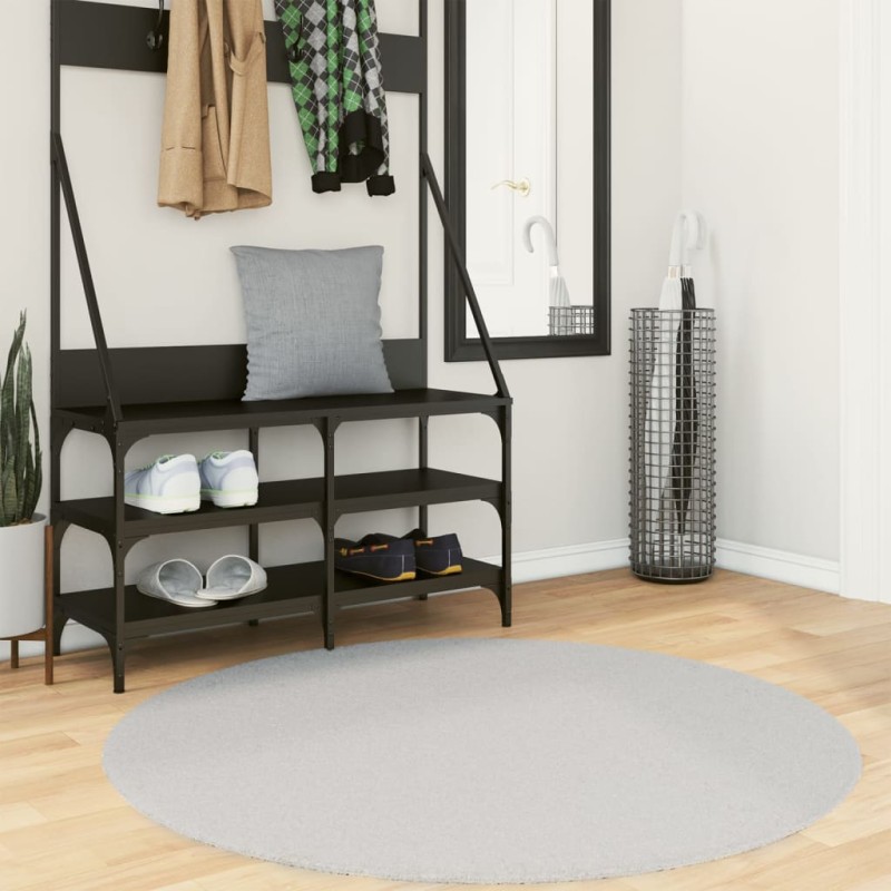 vidaXL Teppich HUARTE Kurzflor Weich und Waschbar Grau Ø 120 cm vidaXL Teppich HUARTE Kurzflor Weich und Waschbar Grau Ø 120 cm