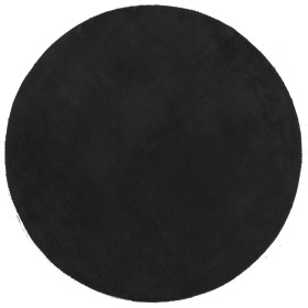 vidaXL Teppich HUARTE Kurzflor Weich und Waschbar Schwarz Ø 80 cm