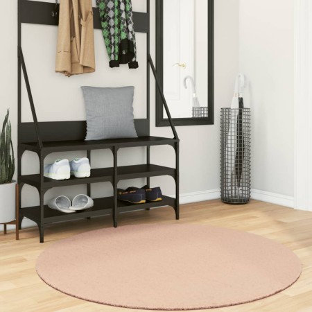 vidaXL Teppich HUARTE Kurzflor Weich und Waschbar Blassrosa Ø 120 cm