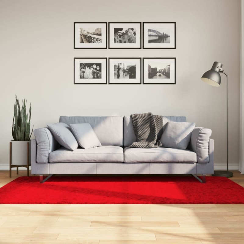 vidaXL Teppich HUARTE Kurzflor Weich und Waschbar Rot 100x200 cm vidaXL Teppich HUARTE Kurzflor Weich und Waschbar Rot 100x200 cm
