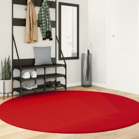 vidaXL Teppich HUARTE Kurzflor Weich und Waschbar Rot Ø 200 cm