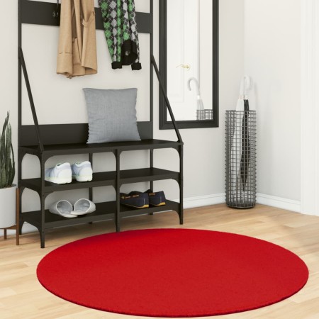 vidaXL Teppich HUARTE Kurzflor Weich und Waschbar Rot Ø 120 cm