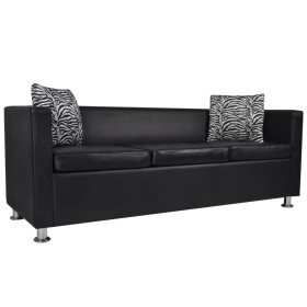 vidaXL 3-Sitzer-Sofa Kunstleder Schwarz  