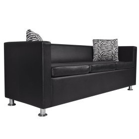 vidaXL 3-Sitzer-Sofa Kunstleder Schwarz  