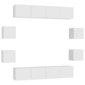 vidaXL 8-tlg. TV-Schrank-Set Weiß Holzwerkstoff