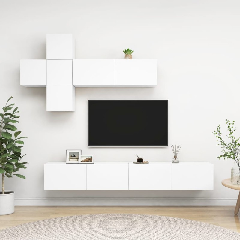 vidaXL 7-tlg. TV-Schrank-Set Weiß Holzwerkstoff vidaXL 7-tlg. TV-Schrank-Set Weiß Holzwerkstoff