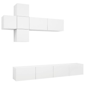 vidaXL 7-tlg. TV-Schrank-Set Weiß Holzwerkstoff