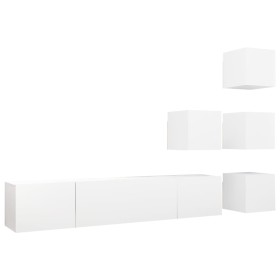 vidaXL 6-tlg. TV-Schrank-Set Weiß Holzwerkstoff
