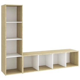 vidaXL TV-Schränke 2 Stk. Weiß Sonoma-Eiche 142,5x35x36,5cm