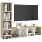vidaXL TV-Schränke 2 Stk. Weiß Sonoma-Eiche 142,5x35x36,5cm vidaXL TV-Schränke 2 Stk. Weiß Sonoma-Eiche 142,5x35x36,5cm