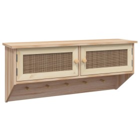 vidaXL Wandgarderobe Braun Holzwerkstoff und Rattan Natur