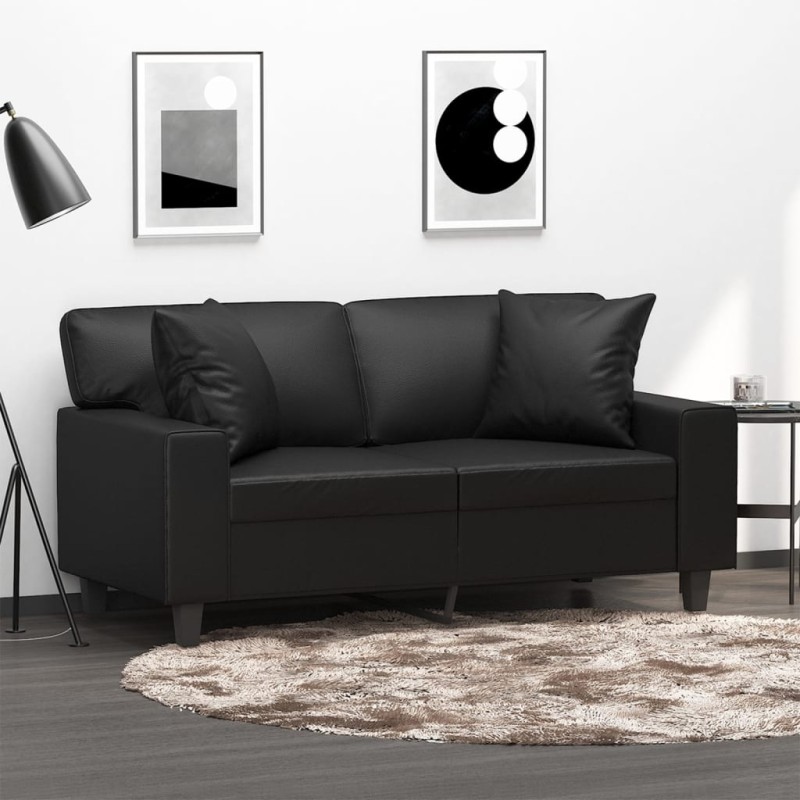 vidaXL 2-Sitzer-Sofa mit Zierkissen Schwarz 120 cm Kunstleder vidaXL 2-Sitzer-Sofa mit Zierkissen Schwarz 120 cm Kunstleder
