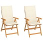 vidaXL Gartenstühle 2 Stk. mit Creme Kissen Massivholz Teak vidaXL Gartenstühle 2 Stk. mit Creme Kissen Massivholz Teak