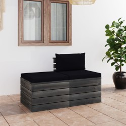 2-tlg. Garten-Sofagarnitur aus Paletten mit Kissen Kiefernholz