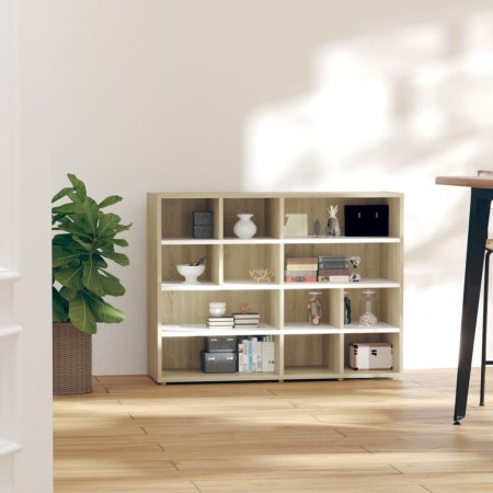 vidaXL Sideboard Weiß und Sonoma-Eiche 97x32x72 cm Holzwerkstoff