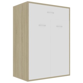 vidaXL Schuhschrank Weiß und Sonoma-Eiche 60x35x84 cm Holzwerkstoff