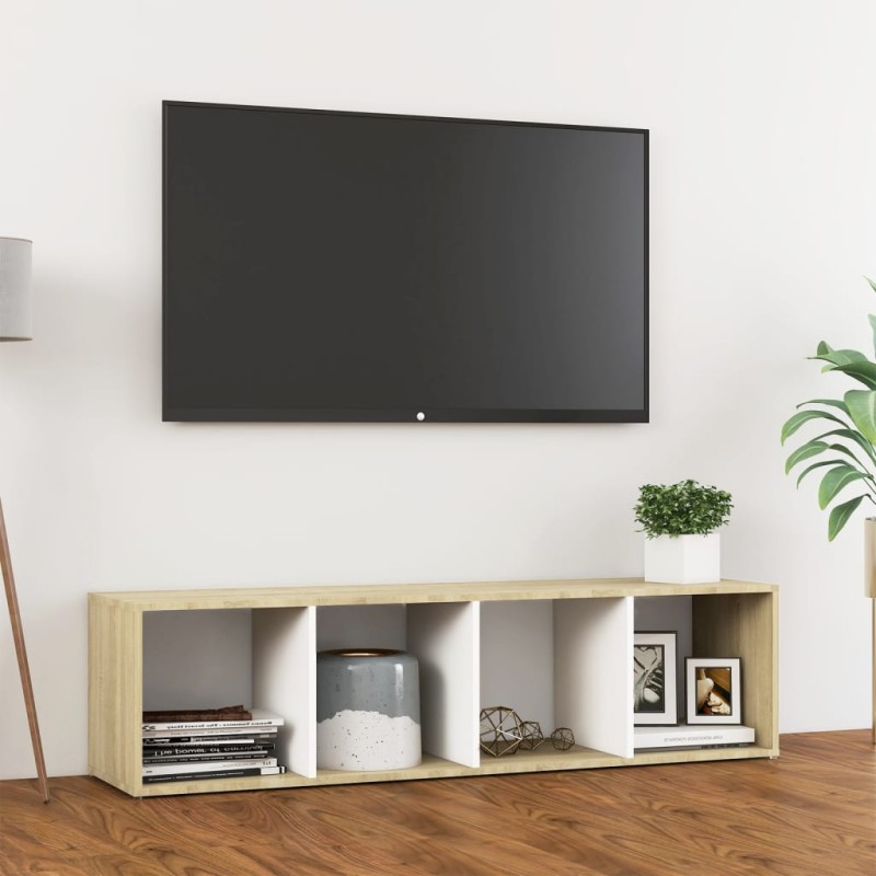 vidaXL TV-Schrank Weiß Sonoma-Eiche 142,5x35x36,5 cm Holzwerkstoff vidaXL TV-Schrank Weiß Sonoma-Eiche 142,5x35x36,5 cm Holzwerkstoff