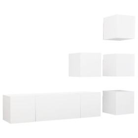 vidaXL 6-tlg. TV-Schrank-Set Weiß Holzwerkstoff