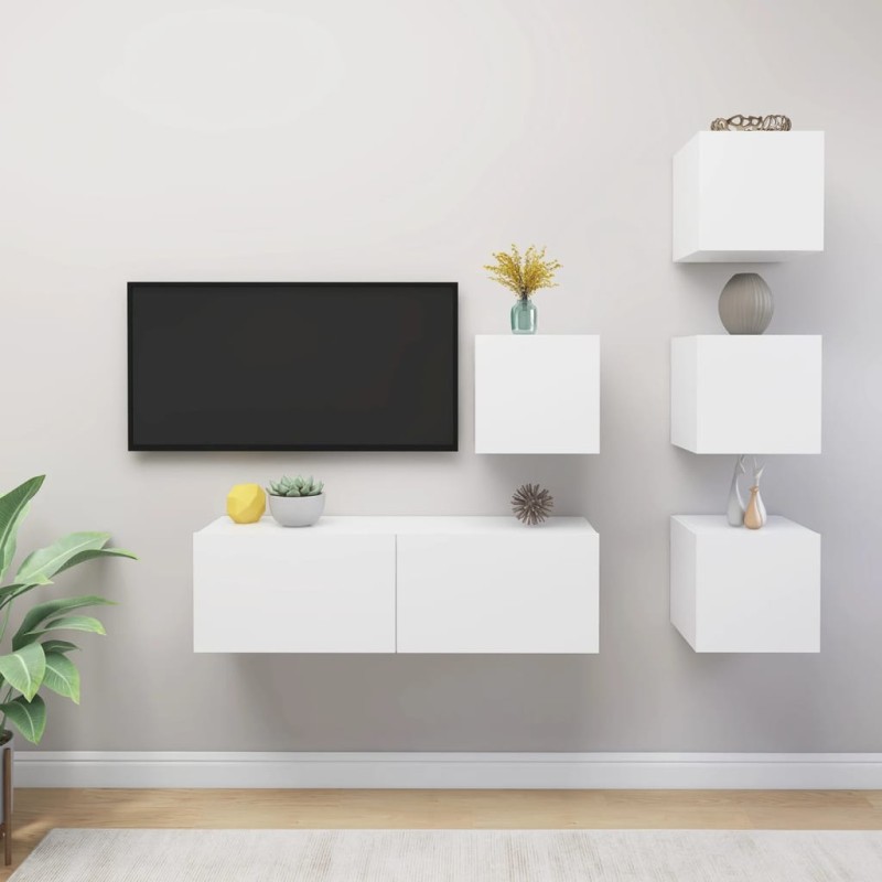 vidaXL 5-tlg. TV-Schrank-Set Weiß Holzwerkstoff vidaXL 5-tlg. TV-Schrank-Set Weiß Holzwerkstoff