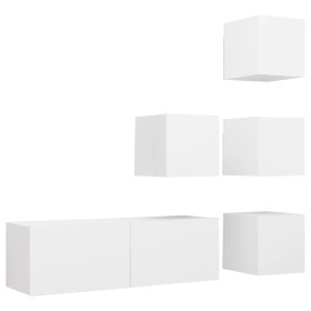 vidaXL 5-tlg. TV-Schrank-Set Weiß Holzwerkstoff