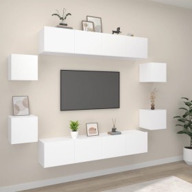 vidaXL 8-tlg. TV-Schrank-Set Weiß Holzwerkstoff