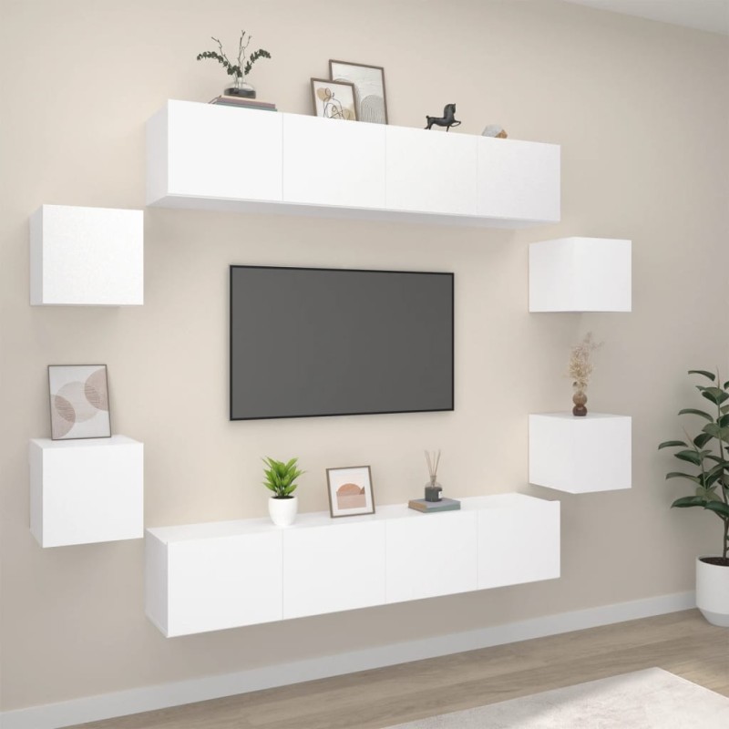 vidaXL 8-tlg. TV-Schrank-Set Weiß Holzwerkstoff vidaXL 8-tlg. TV-Schrank-Set Weiß Holzwerkstoff