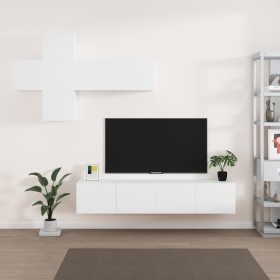 vidaXL 7-tlg. TV-Schrank-Set Weiß Holzwerkstoff