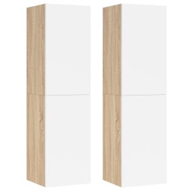 vidaXL TV-Schränke 2Stk. Weiß Sonoma-Eiche 30,5x30x110cm Holzwerkstoff