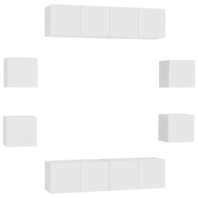 vidaXL 8-tlg. TV-Schrank-Set Weiß Holzwerkstoff