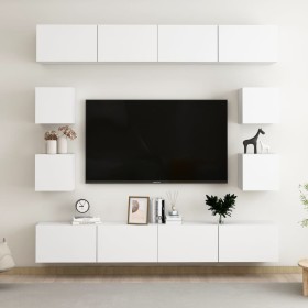 vidaXL 8-tlg. TV-Schrank-Set Weiß Holzwerkstoff