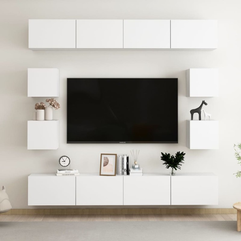 vidaXL 8-tlg. TV-Schrank-Set Weiß Holzwerkstoff vidaXL 8-tlg. TV-Schrank-Set Weiß Holzwerkstoff