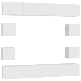 vidaXL 8-tlg. TV-Schrank-Set Weiß Holzwerkstoff