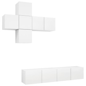 vidaXL 7-tlg. TV-Schrank-Set Weiß Holzwerkstoff