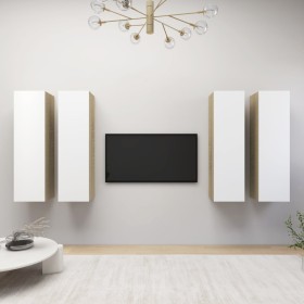 vidaXL TV-Schränke 4Stk. Weiß Sonoma-Eiche 30,5x30x110cm Holzwerkstoff
