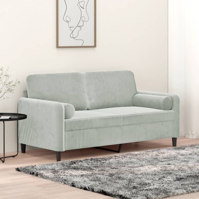 vidaXL 2-Sitzer-Sofa mit Zierkissen Hellgrau 140 cm Samt vidaXL 2-Sitzer-Sofa mit Zierkissen Hellgrau 140 cm Samt