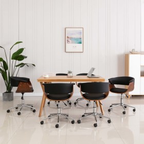 vidaXL Drehbare Esszimmerstühle 6 Stk. Schwarz Kunstleder