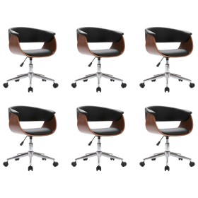 vidaXL Drehbare Esszimmerstühle 6 Stk. Schwarz Kunstleder