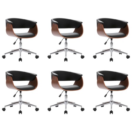vidaXL Drehbare Esszimmerstühle 6 Stk. Schwarz Kunstleder