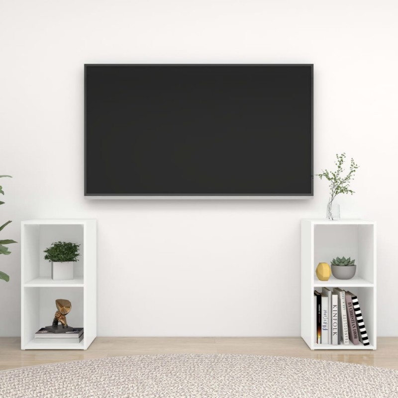 vidaXL TV-Schränke 2 Stk. Weiß 72x35x36,5 cm Holzwerkstoff vidaXL TV-Schränke 2 Stk. Weiß 72x35x36,5 cm Holzwerkstoff