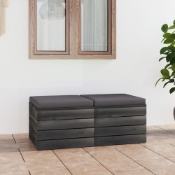 Garten-Paletten-Hocker 2 Stk. mit Kissen Kiefer Massivholz