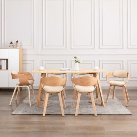 vidaXL Esszimmerstühle 6 Stk. Bugholz und Kunstleder 