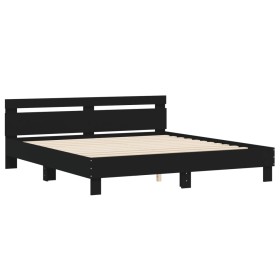 vidaXL Bettgestell mit Kopfteil Schwarz 160x200 cm Holzwerkstoff