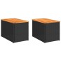 vidaXL Garten-Beistelltische 2 Stk Schwarz 55x34x37cm Poly Rattan Holz vidaXL Garten-Beistelltische 2 Stk Schwarz 55x34x37cm Poly Rattan Holz
