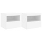 vidaXL Nachttische mit LED-Leuchten 2 Stk. Weiß 50x40x45 cm vidaXL Nachttische mit LED-Leuchten 2 Stk. Weiß 50x40x45 cm