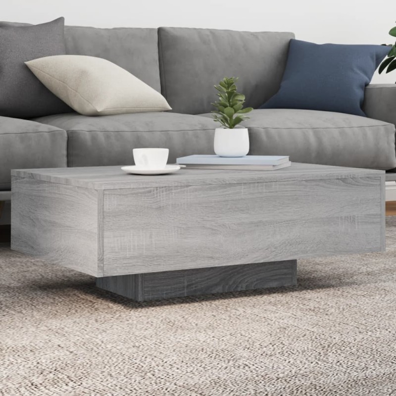 vidaXL Couchtisch mit LED-Leuchten Grau Sonoma 85x55x31 cm vidaXL Couchtisch mit LED-Leuchten Grau Sonoma 85x55x31 cm